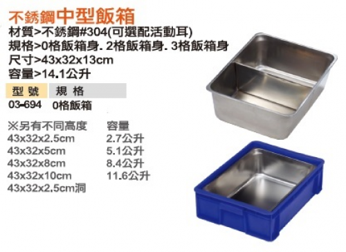 不銹鋼中型飯箱